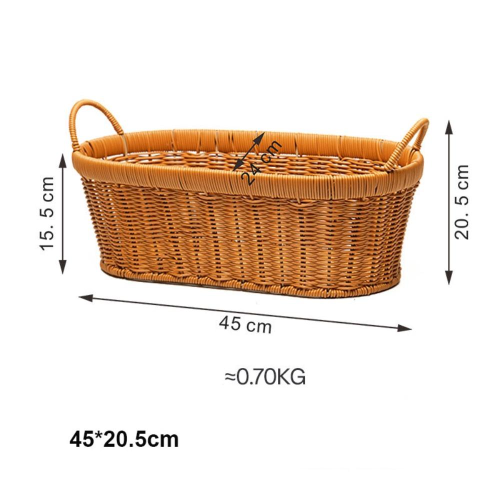 

Portable Handwoven Bread Storage Basket 7 Styles Storage Bin Fruit Tray Sundries Organizer Brown 45*20.5cm