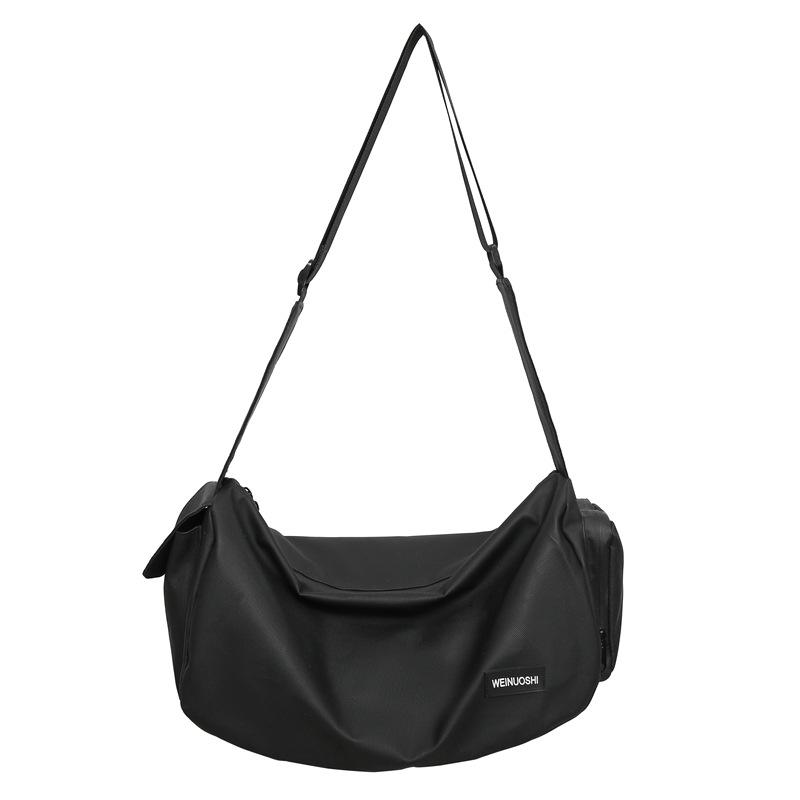 

Нейлоновая женская сумка через плечо, мужская сумка через плечо большой емкости, однотонная сумка-мессенджер чёрный