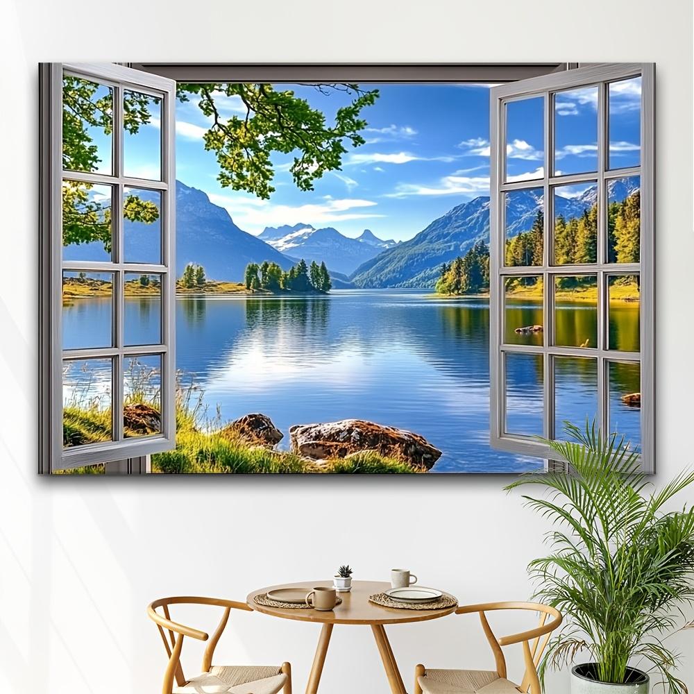 1 Curtain Background Lake and Mountain Scenery Natural Landscape Wall Decoration for Home and Office Seasonal Decoration
