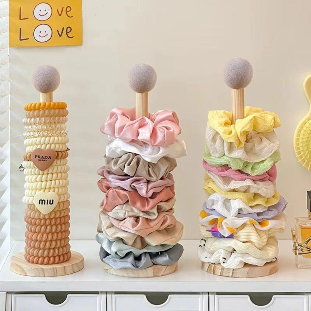 2Pcs Multi-purpose Hair Rope Holder Wooden Hair Scrunchies Hairpin Organizer  Bangle