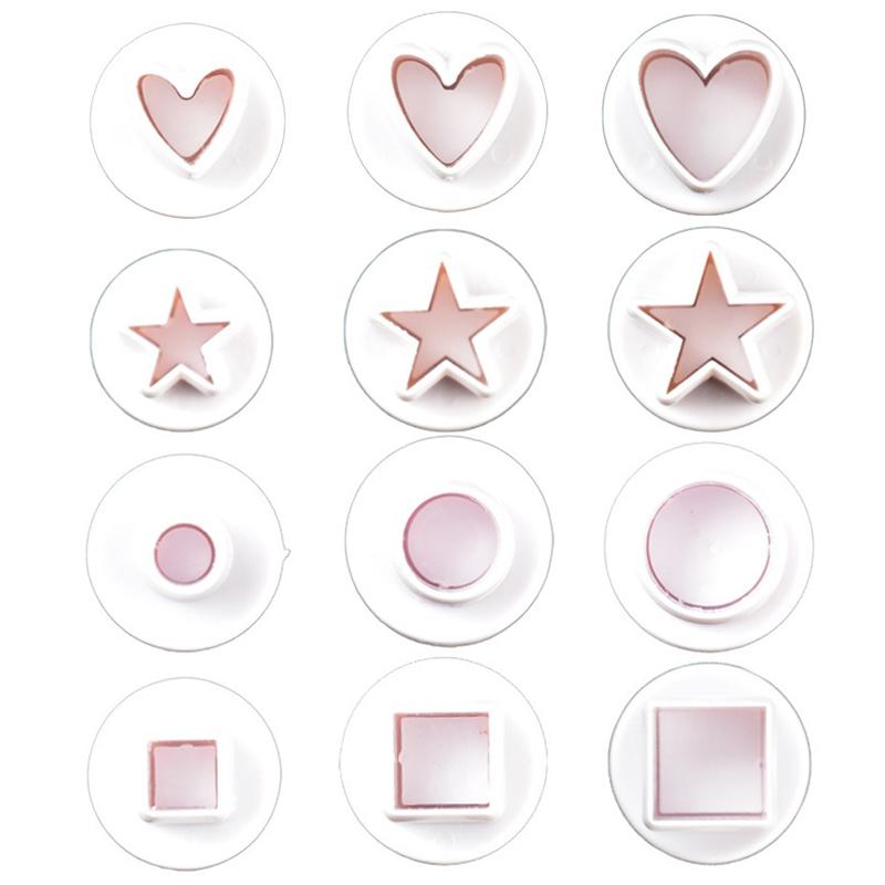 

12PCS/Set Spring Cookie Shaping Mold Heart Square Pentagram Round 4 Shape Available Home Kitchen Handmade DIY Baking Gadgets ZYF