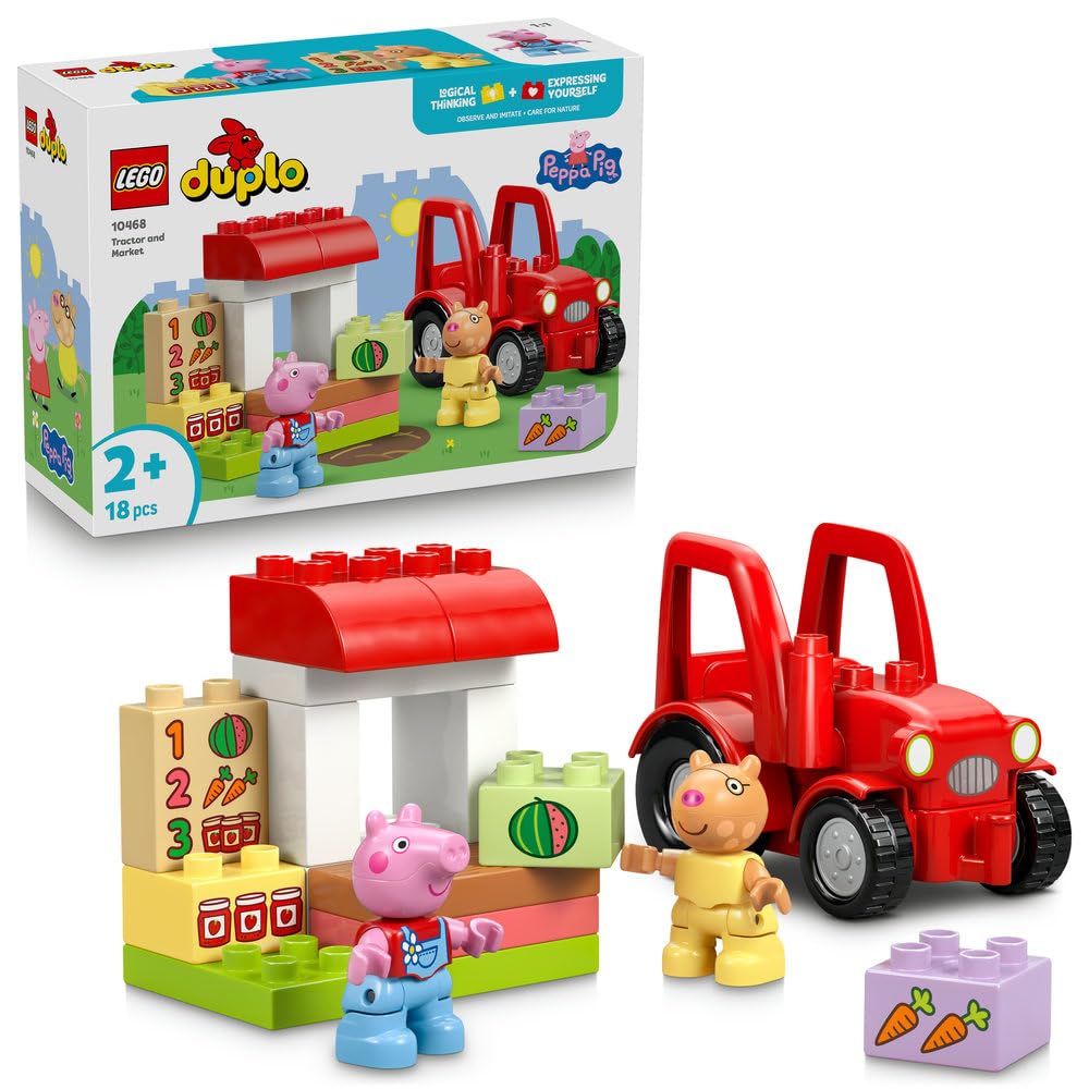 

Набор LEGO Duplo Свинка Пеппа Трактор - Игрушка Рынок Свинки Пеппы - Подарок на День Рождения - Строительные Кубики - Развивающая Игрушка для Мальчиков и Девочек - Возраст 1,5, 2, 4 -