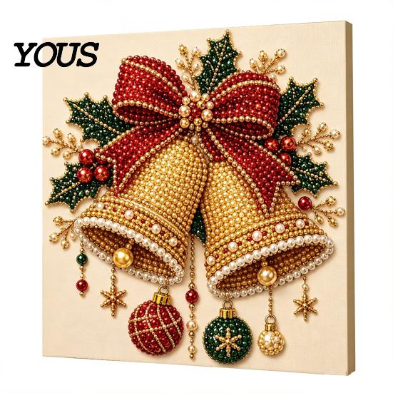 Bomboniere Uniche Kit Pittura Perle Finte di Natale, Capanna Innevata di Babbo Natale Pittura DIY Esposizione Artistica da Parete Set Artigianale con Perline 3D per Adulti,