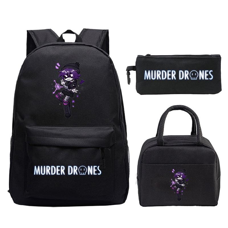 Murder Drones Cartoon Printed Children's Backpack Set Student School Bag Lunch Bag Casual Pencil Bag