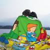 Coperta in Pile Cartoon Animato Caillou Primavera/Autunno Anime Picnic in Famiglia Calda Portatile Coperte Plaid per Divano Letti