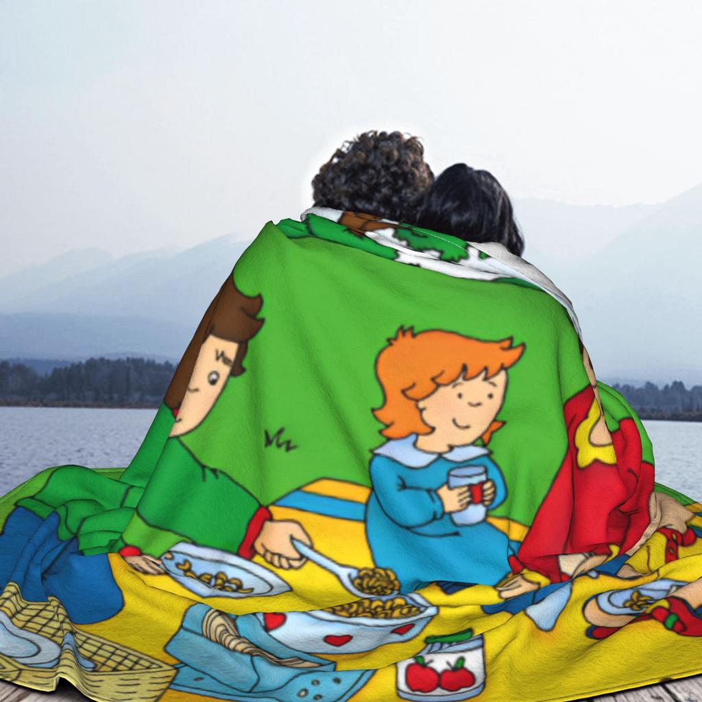 Coperta in Pile Cartoon Animato Caillou Primavera/Autunno Anime Picnic in Famiglia Calda Portatile Coperte Plaid per Divano Letti