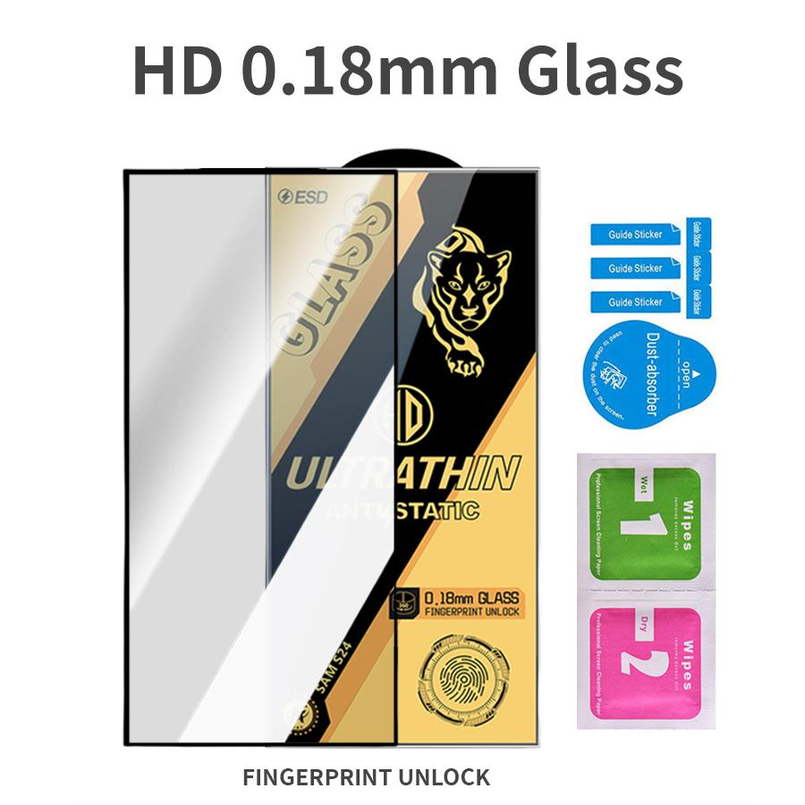 0.18mm Ultra-Thin Fingerprints Unlocking HD Full Cover Tempered Glass Screen Protector For Samsung Galaxy S25 S24 S23 S22 S21 Ultra Plus