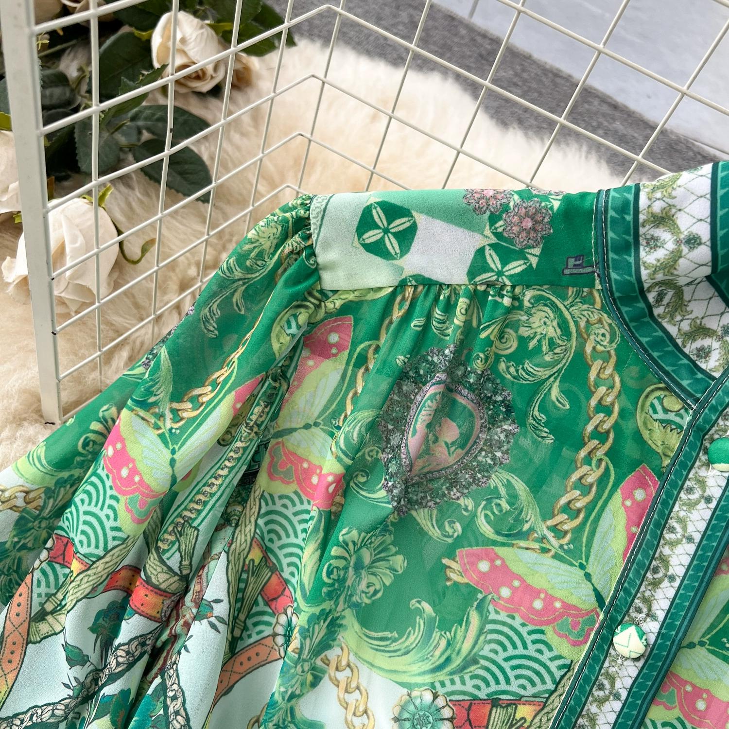 Богемное шифоновое зеленое платье макси — фото 21