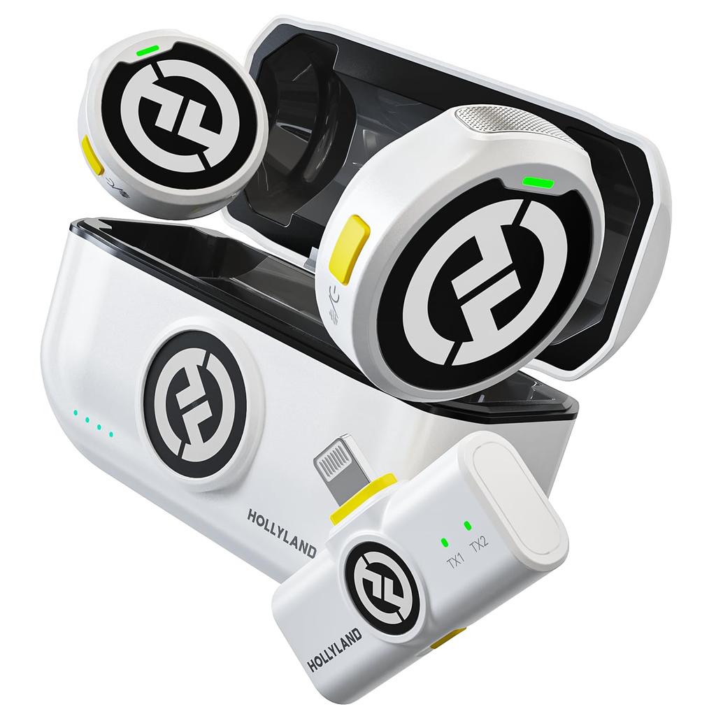 Hollyland New Lark M2 Lighting Wireless Microphone Lapel Microphone Lightweight 9g Lighting Series Microphone for iPhone Noise Cancelling 300m