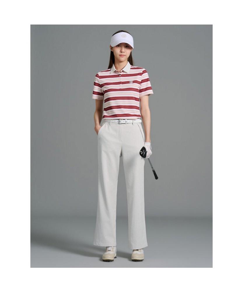 BEANPOLE GOLF Women'S Striped Short Sleeve T-Shirt - Wine