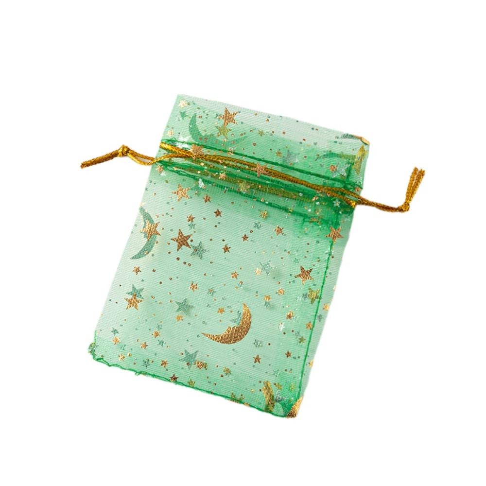 10pcs Organza Gift Bags Multicolor Moon & Star – Jewelry Pouches for Wedding, Party Favors, Candy, and Jewelry Packaging