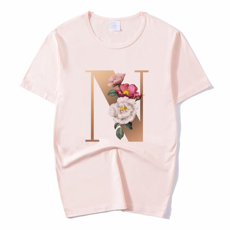 Summer A To Z 26 Alphabet Print Tshirt Cartoon Tees Women Streetwear Funny Casual T