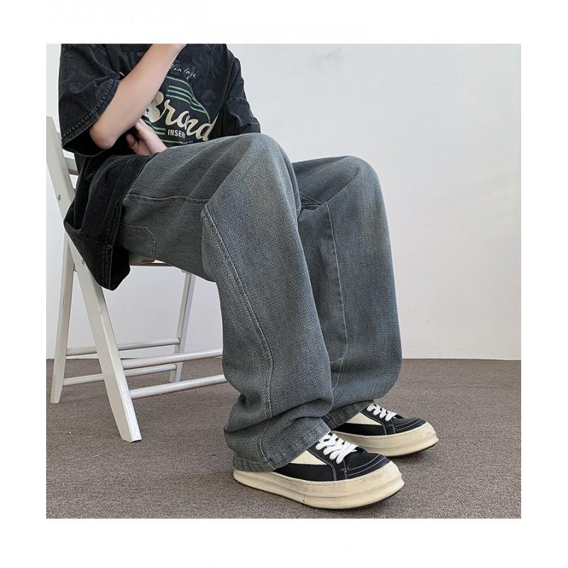 Mens Oversize Straight Leg Jeans Teen Streetwear Vintage Casual Denim Pants