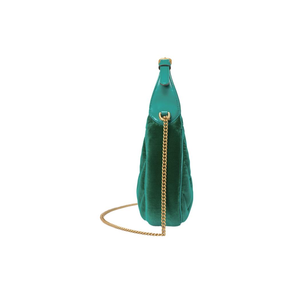 Gucci GG Marmont Adjustable Shoulder Strap Zipper Closure V Quilted Velvet Handbag Women handbags Green 770983-FACK2-2545