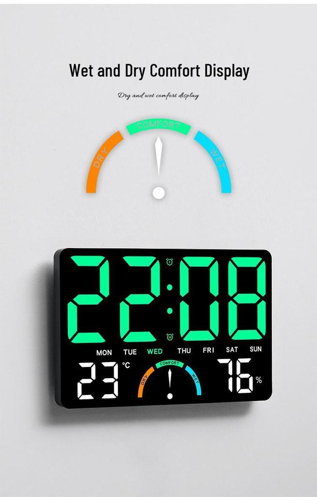 Large LED Wall Clock with Stand, Digital Multifunction GH9008