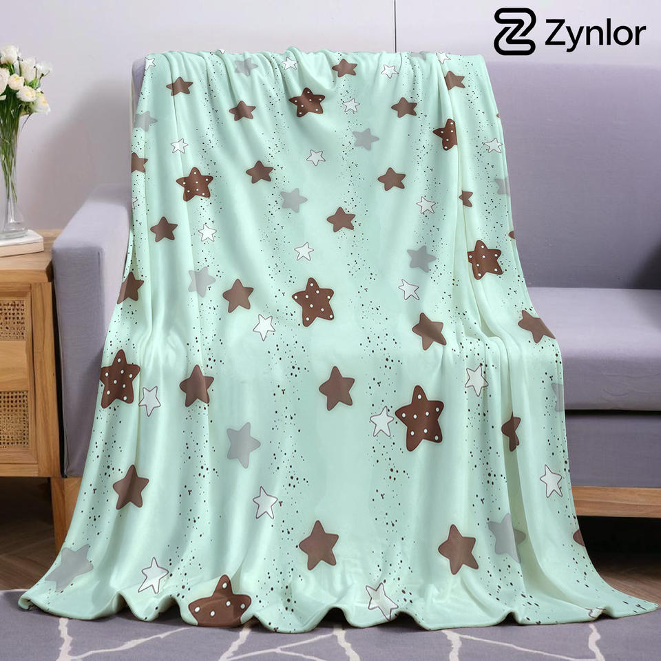 Mint Brown Star Ultra Soft Sherpa Fleece Blanket Fluffy Warm Halloween Cozy Throw for Sofa Couch Bedroom Gift All season