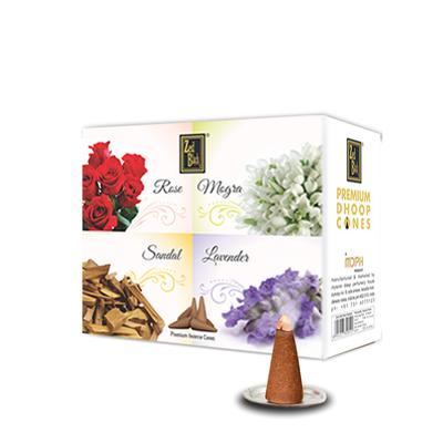 Zed Black Premium Dhoop Cones Pack of 1 with 4 Fragrances ( Rose Mogra Sandal Lavender) 20 conesX12 12 Boxes