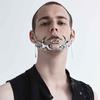 Luxuriöse Punk-Maske, flüssig, unregelmäßig, silberfarben, hohle Legierung, Gesichtskette, Accessoires für Damen und Herren, Partyschmuck