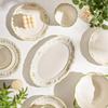 Lace Small Fresh Tableware High Value Ceramic Bowl Underglaze Color Household Bowl Set Large Capacity Binaural Bowl