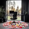 Fire Truck Printed Round Rug Carpet Chair Rug Area Rug Entryway Doormats,for Office Chair Living Room Bedroom Kitchen Room.