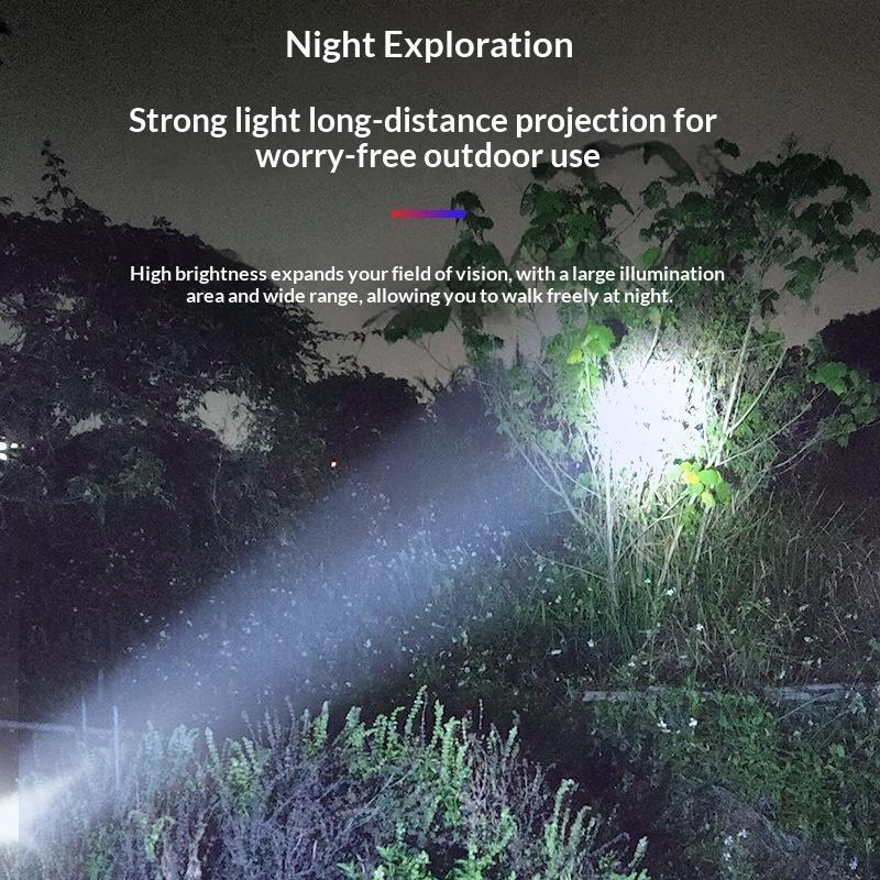 Rechargeable High Lumens Led Flashlight With Side Cob Light And Long Runtime Perfect For Camping Hiking Emergency Use