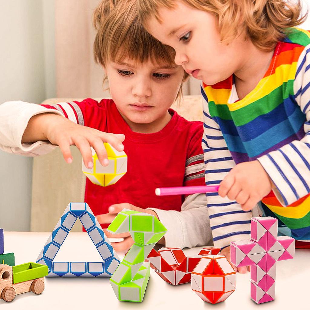 24-Blocks Fidget Snake Cube Twist Puzzle Cubes Magic Speed Cubes Toy for Kids Party Bag Fillers, Party Supplies
