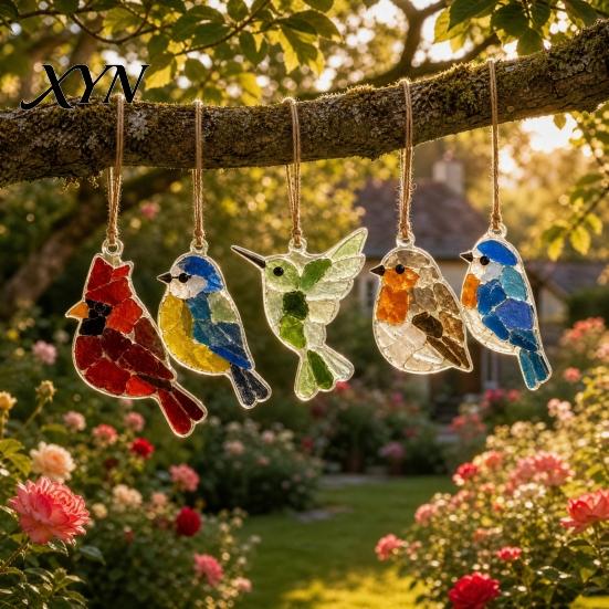 Mini Stained Glass Decoration Sea Suncatcher Ornament, Handmade Animal Ocean Acrylic Hanging Pendants, Garden Window Decor DIY Summer Ornament Decor,