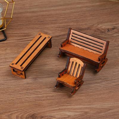 Mini Rocking Chair Ornament 1:12 Scale Premium Synthetic Wood Lightweight Miniature Furniture Fairy Garden Photography