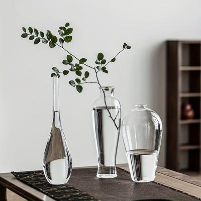 Zeitgenössische Glas-Knospenvasen Zen-Heimdekor Transparente zylinderförmige Vase für einästige Ikebana-Arrangements Tischaufsatz
