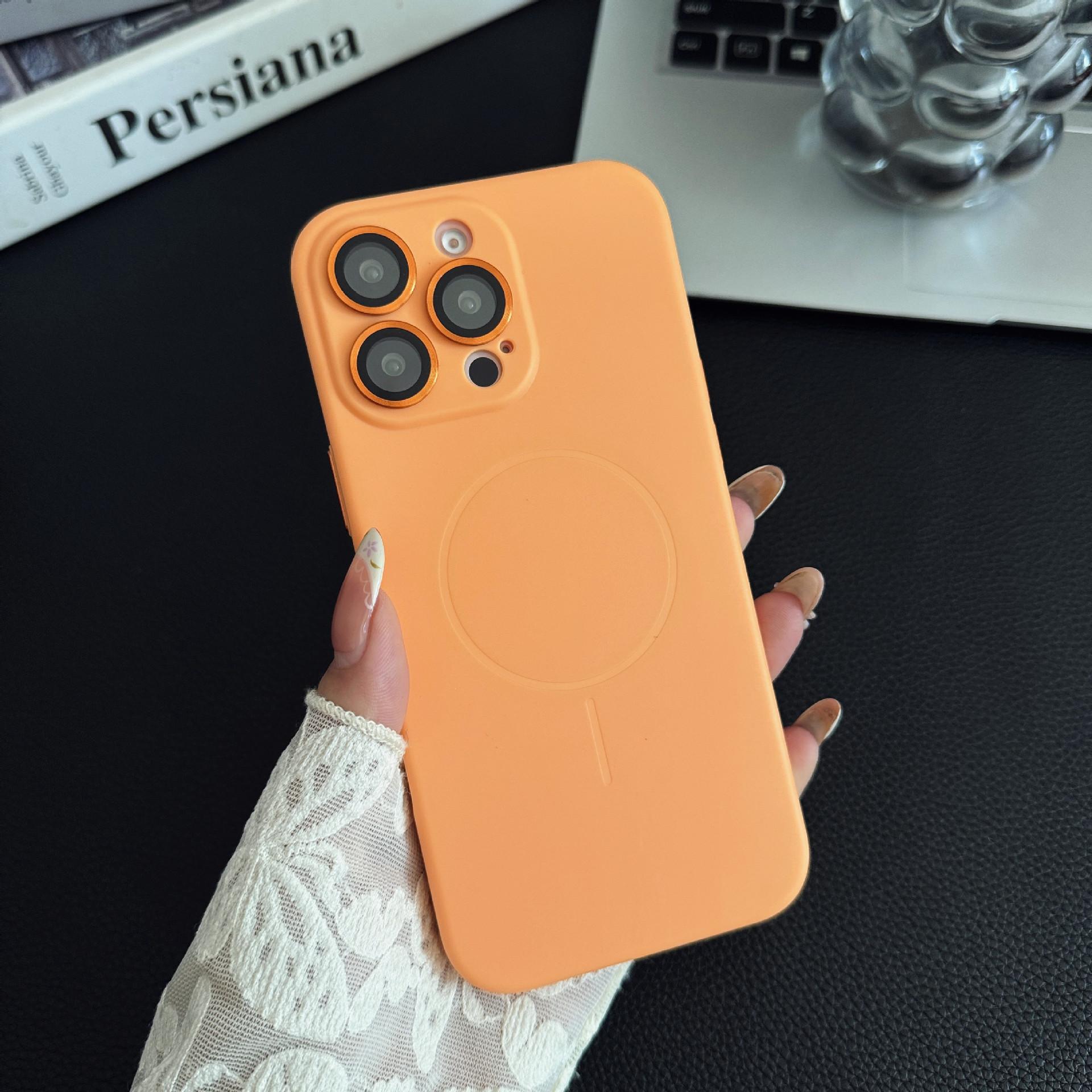 

Dopamine magnetic suction for Apple 16promax skin feel phone case, iPhone 15 comes with a lens film protective case iphone 16 plus [integrated camera button] помаранчевий
