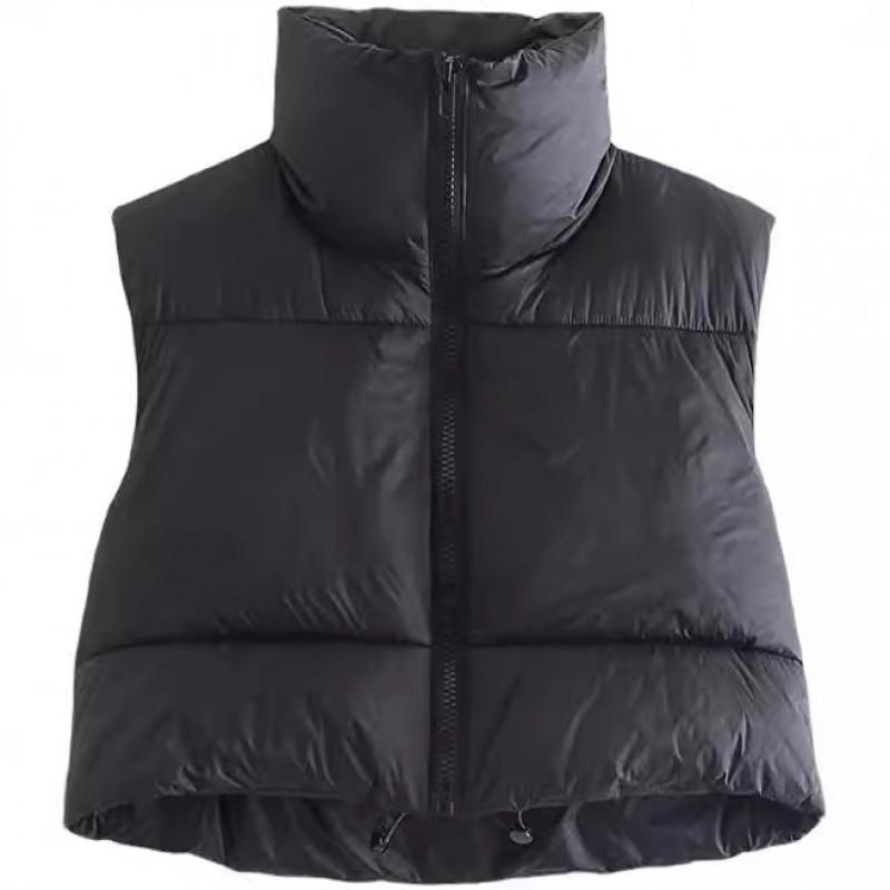 Damen Baumwoll-Steppweste mit Reißverschluss Stehkragen Streetwear Leichtgewichtige Outdoor-Camping-Weste 11 Farben