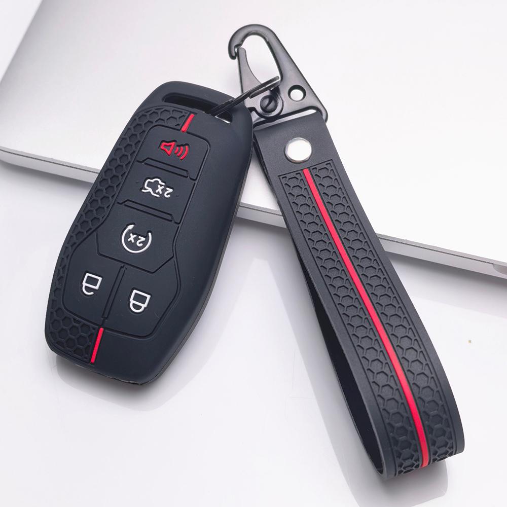 Silicone Key Fob Cover keychain fit Ford F150 F250 F350 F450 F550 Explorer Edge, Fits Ford Escape Focus F150 F250 F350 F450 F550 Explorer Edge Mustang