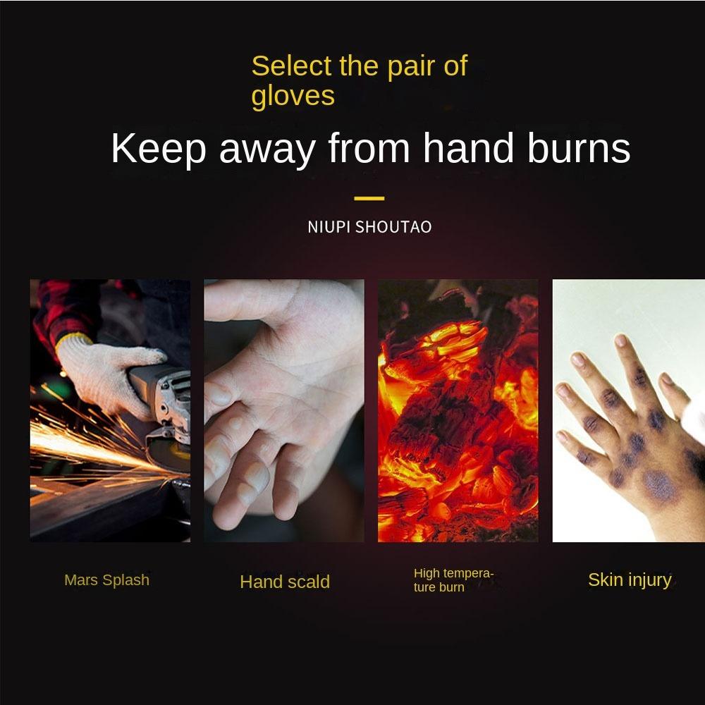1Pair Thickened Labor Protection Gloves Cowhide Work Safety Glove Sturdy Welder Gloves  Welding