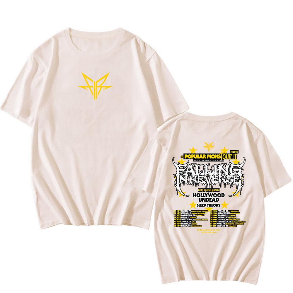 Falling In Reverse The Popular Mons Tour T-shirt Short Sleeve Cotton Summer Tshirts Hip Hop Streetwear Men Clothes Graphic Tees