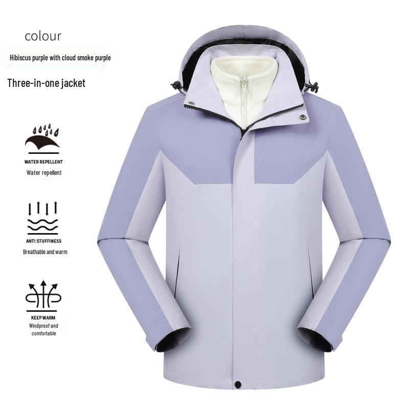 Thickened 3-in-1 Workwear Mountaineering Jacket with Custom Embroidery Logo for Winter 4S Shop Enterprise Culture.