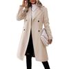 Turndown Collar Trench Women Coat Windbreaker Fitted Clothes Femme Loose Cloak Woolen Double-breasted Coat Outwear