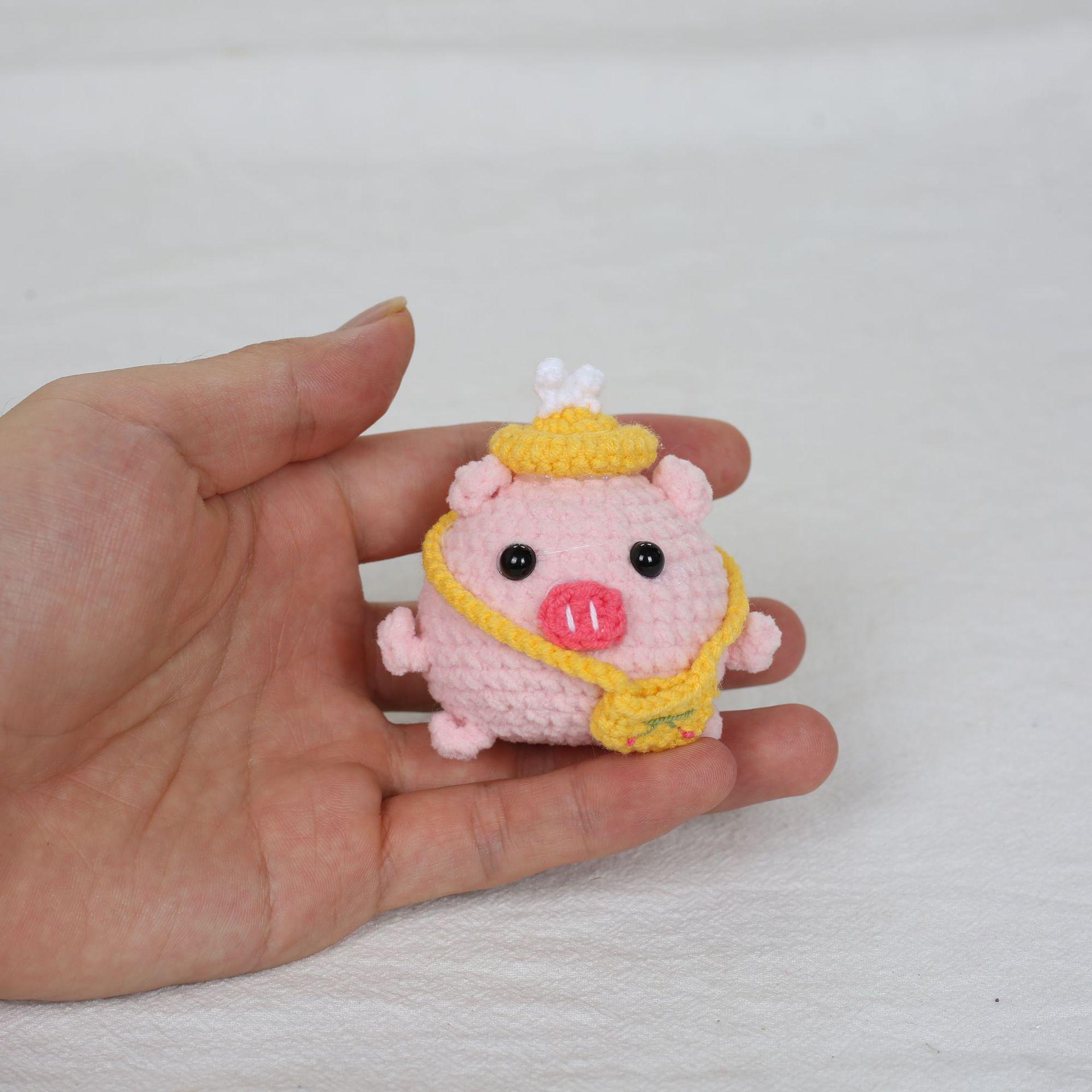 

Милый маленький поросенок ручной вязки шерстяной вязаный крючком кулон брелок кукла