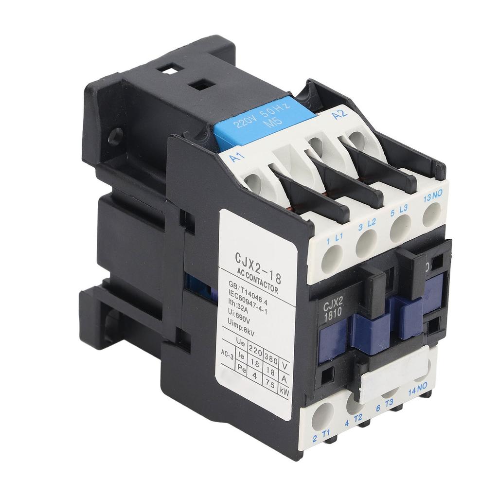 220V 18A AC Contactor Normally Open Electric Contactor Silver Alloy Contact M5 Screw CJX2‑1810