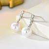 Luxury Pearl Earrings for Women Gold/Silver Plated Round CZ Dangle Earrings 12mm Pearl Bridal Wedding Daily Wear Jewelry