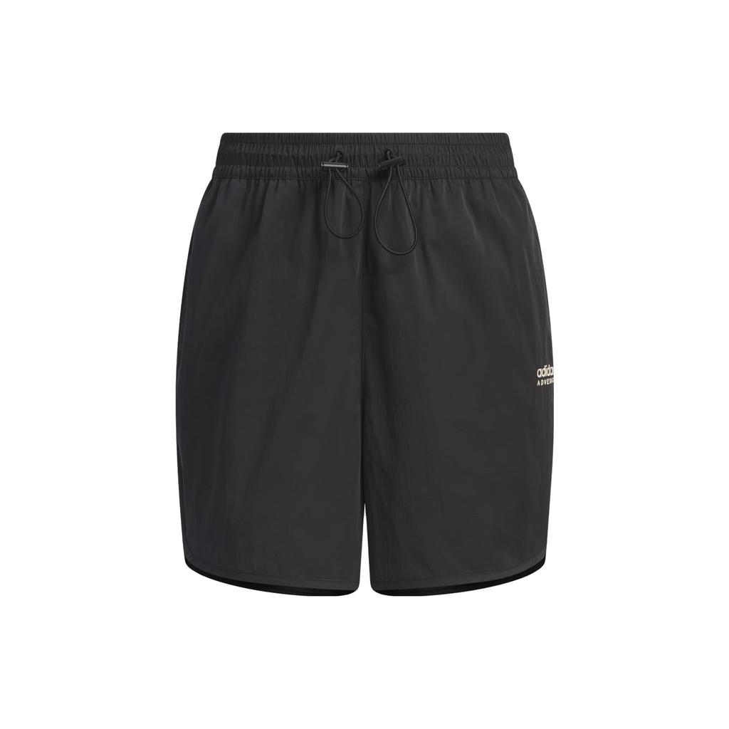 Adidas Originals Trefoil Embroidered Logo Solid Color Shorts With Elastic Waist And Relaxed Fit Women Bottoms Black IK8604