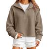 Women's Color Long Sleeve Zip-Up Sweatshirt with Collar for Casual Daily Wear