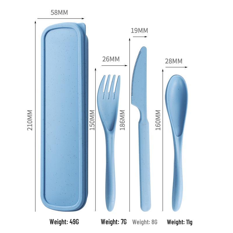 Wheat Straw Travel Cutlery Set: Knife, Fork, Spoon with Storage Box