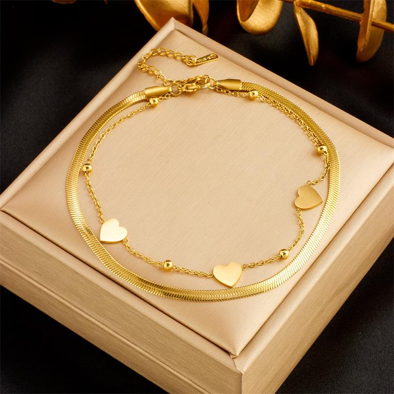 Gold Life Tree Turquoise Double Layer Anklet