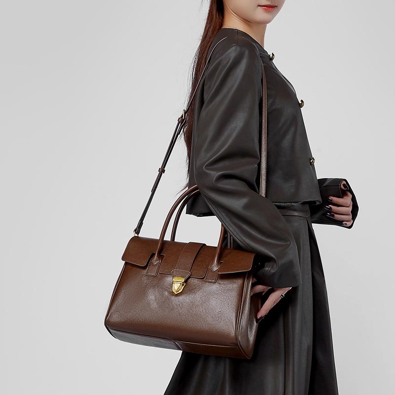 Luxury Designer Women's Bag Genuine Leather Large Capacity Women Shoulder Bags Vintage Cowhide Crossbody Bag Female Handbags