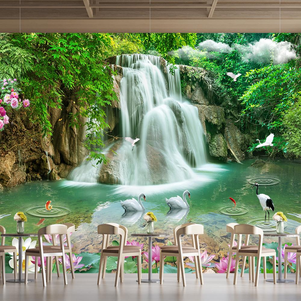 Tapet 3d Cascadă în Pădure Peisaj Natural Mural Cascadă Living Dormitor Mural Cascadă Decor Acasă
