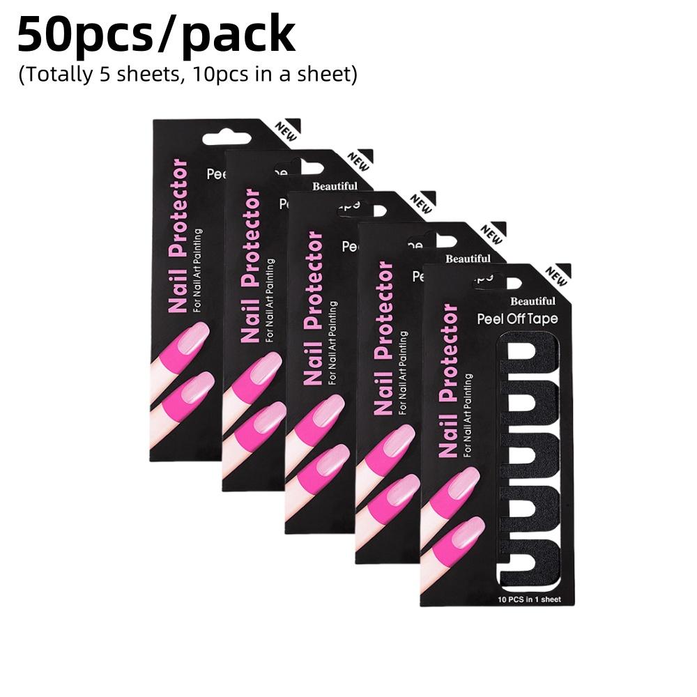 20/50pcs Nail Art Anti-Spill Stickers Beginner U-Shape Finger Edge Nail Polish Anti-Overflow Patch Tearable Nail Gel Silicone