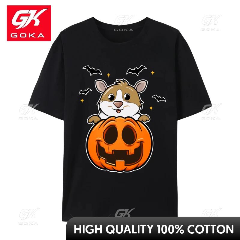 Funny Halloween Guinea Pig Lovers Pumpkin Girls Unisex 2024 New Fashion Geek Tops Shirt Cotton Tshirts Printed On
