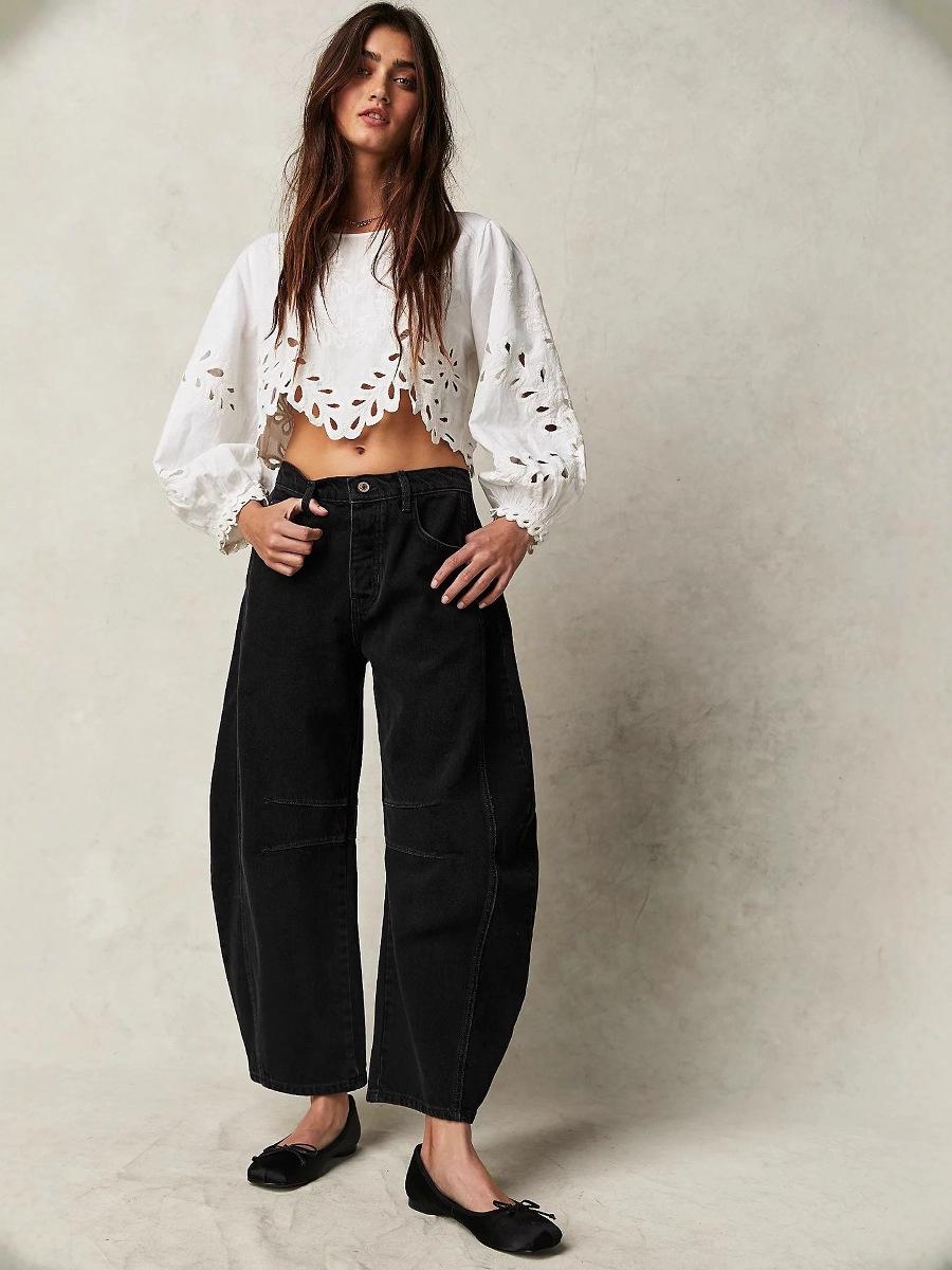 2025 Women s Autumn Casual Loose Mid-Waist Straight-Leg Jeans Medium