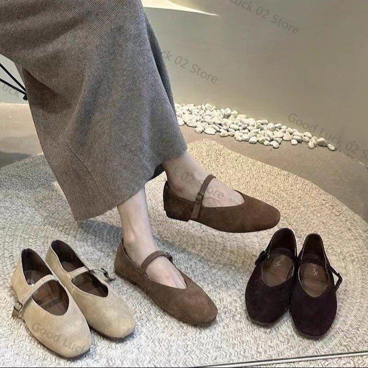 Fashion 2025 Autumn Fashion Flat Ballet Shoes Women Shallow Ballet Leather Round Toe Female Ballerina Soft Moccasin Mary Janes Shoes