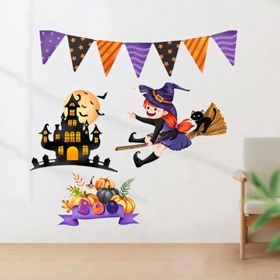 4 Pieces Halloween Girl Wall Stickers PVC Wallpapers Easy To Use Art Decor Decorations Modern